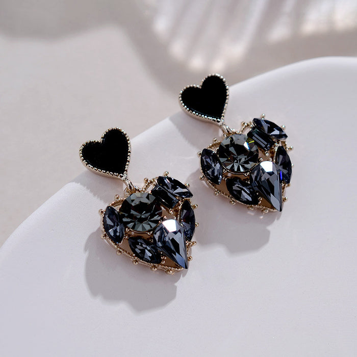 Wholesale Rhinestone Heart Alloy Earrings JDC-ES-BiShang001