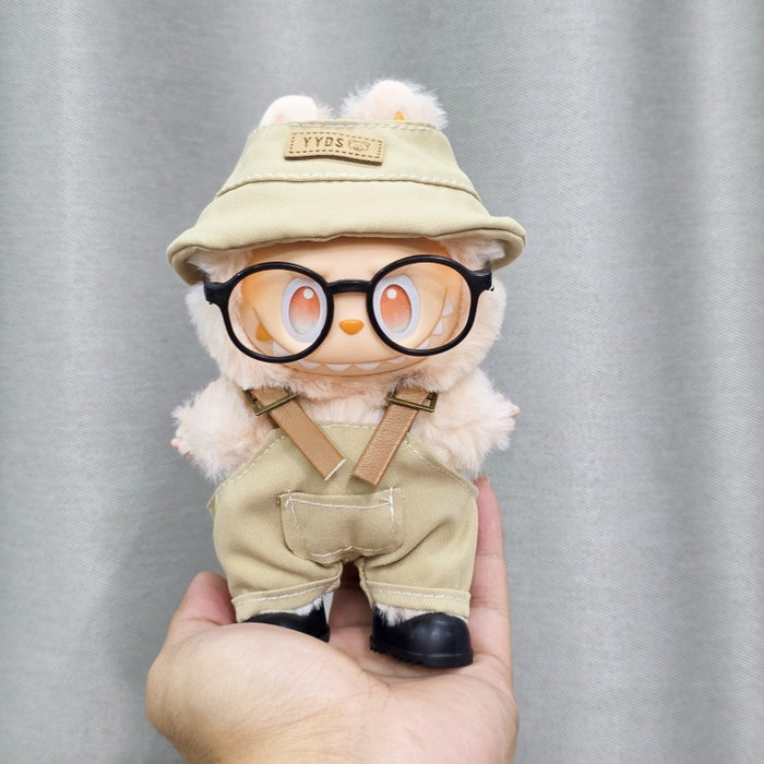 Wholesale Sitting Party Doll Clothes Cola  Vinyl Clothes Fisherman Hat Overalls Set