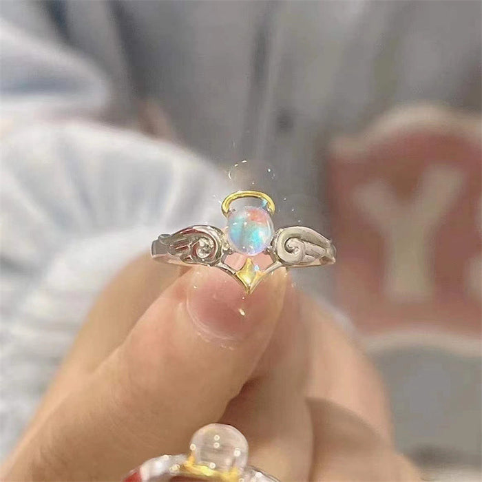 Wholesale Fashion Moonstone Ring  Opening Adjustable Couple Ring
