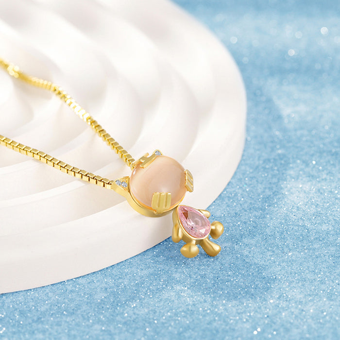 Wholesale Stainless steel pendant with unique personality and temperament, light luxury cat eye stone, stainless steel necklace accessory