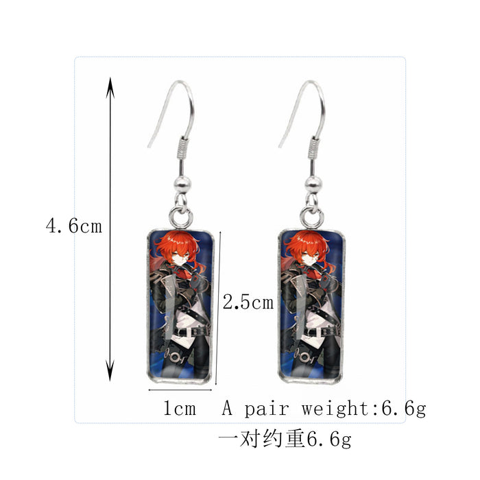 Wholesale Perimeter Earrings Rectangular Pendant Earrings Time Gem Glass Creative Earrings