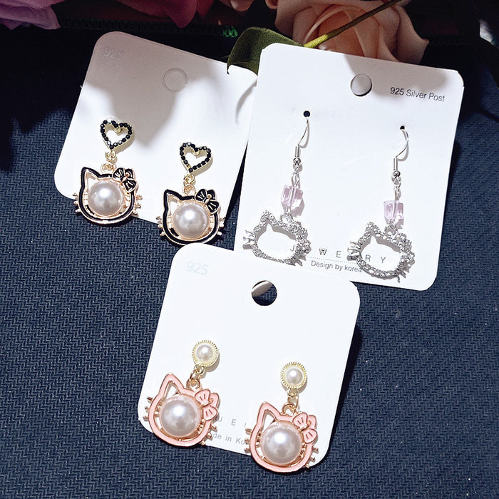 Wholesale Cute Alloy Cartoon Rhinestone Earrings JDC-ES-Xiaox011