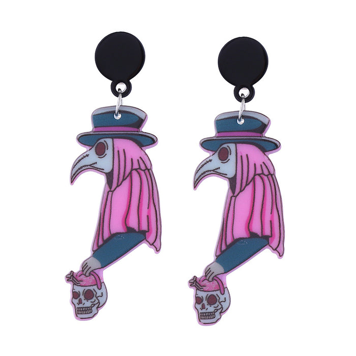 Wholesale  cute funny long-legged witch pink ghost pumpkin knife beak doctor eardrop