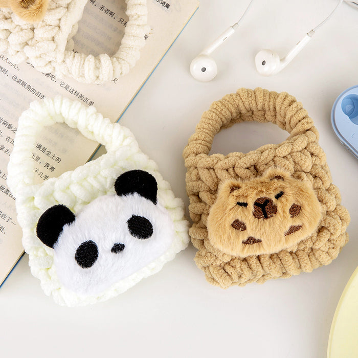 Wholesale Plush Woven Coin Purse Earphone Bag Cute Girl's Heart Jewelry Storage Bag