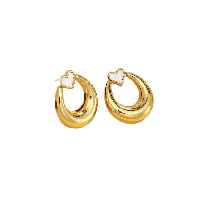 Wholesale Love Earrings Simple and Fashionable Gold Titanium Steel Earrings Trendy and Versatile Love Circle Earrings