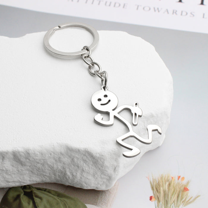 Wholesale Stainless steel keychain sports matchstick couple style keychain funny accessories