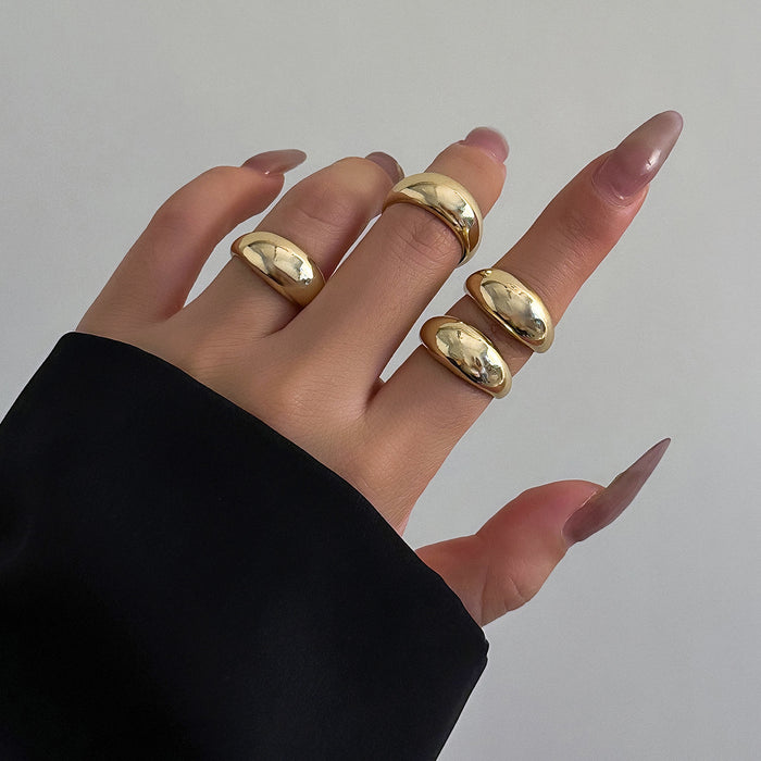 Wholesale ENiche trend design geometric arc ring joint ring exaggerated open set ring