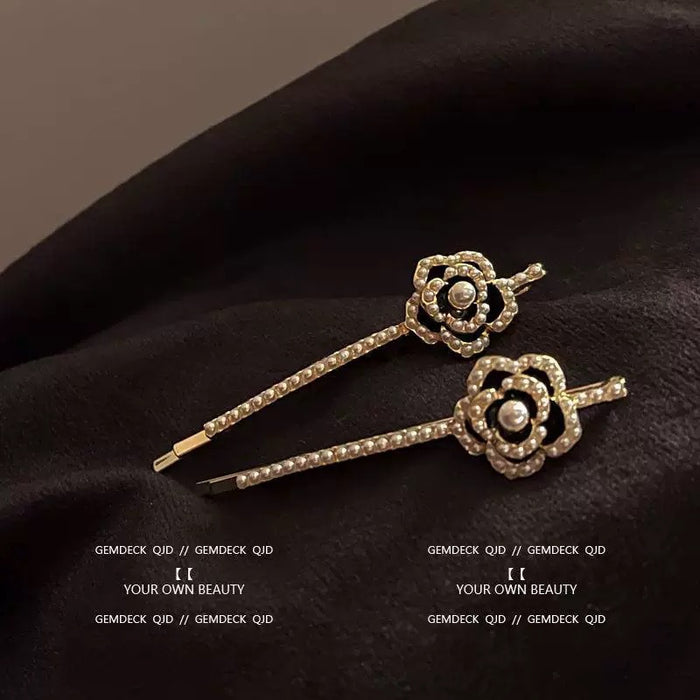 Wholesale A Retro  Camellia Flower Pearl Hairpin Retro  Temperament Hairpin