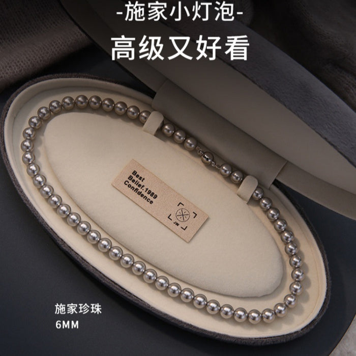 Wholesale Magnetic pearl necklace for women, silver gray, high-end, light luxury