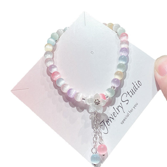 Wholesale Glass Cat Eye Flower Bracelet - Women' s Fashion Jewelry Accessory MOQ≥3