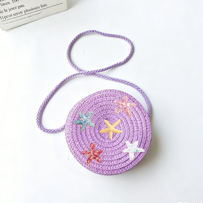 Wholesale Starry Summer Beach Straw Bag Set Cute Crochet Crossbody Coin Purse