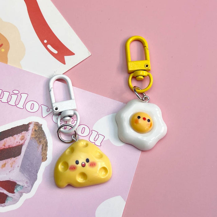 Wholesale Cute Cheese Pouch Egg Keychain Simulation Food Toy Pendant Fun Accessories