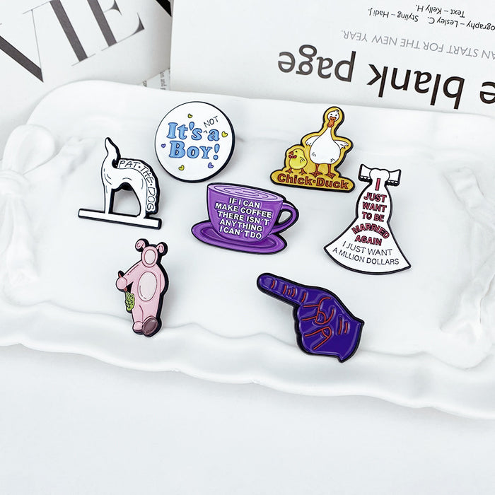 Wholesale Cartoon Brooch Badge Enamel Pin Rabbit Duck Dog Coffee Cup Zinc Alloy Fashion Accessory MOQ≥2