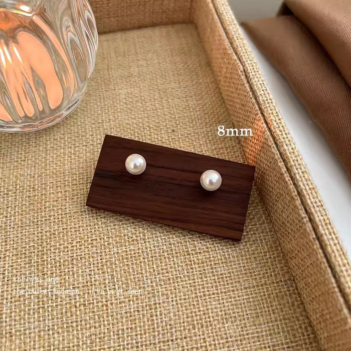 Wholesale  white pearl earrings female S925 silver needle  earrings