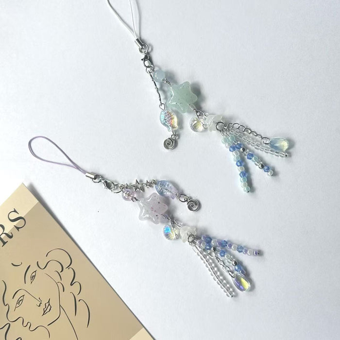 Wholesale jellyfish Macaron color color stars childlike crystal mobile phone pendant bag pendant