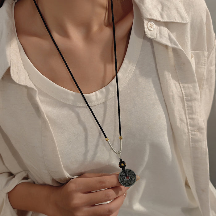 Wholesale Retro Bohemian Ethnic Style Leaf Long Cut Out Geometric Clavicle Chain Zen Style Versatile Personalized Sweater Chain