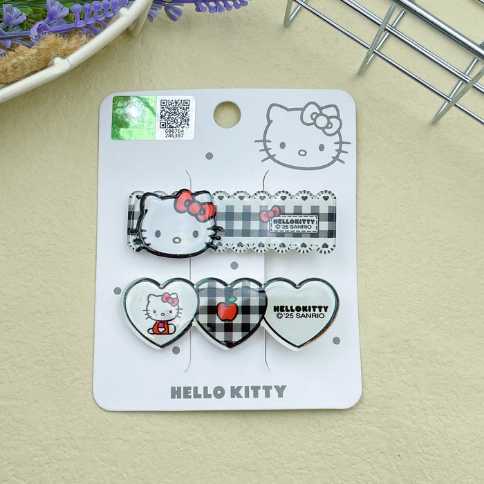 Wholesale Cute cartoon checkered heart-shaped side hair clip