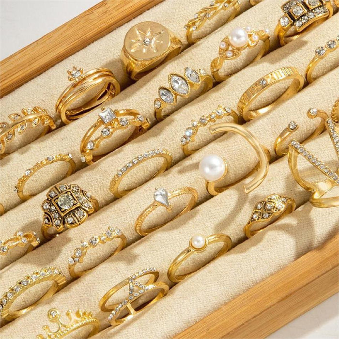 Wholesale 2pcs Ethnic Style Flower Turquoise Vintage Ring Set