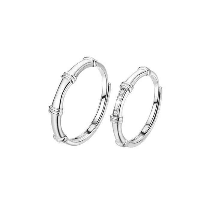 Wholesale Silver Bamboo Couple's Ring Simple, Light Luxury, Fashionable, Versatile, Non fading Open Ring