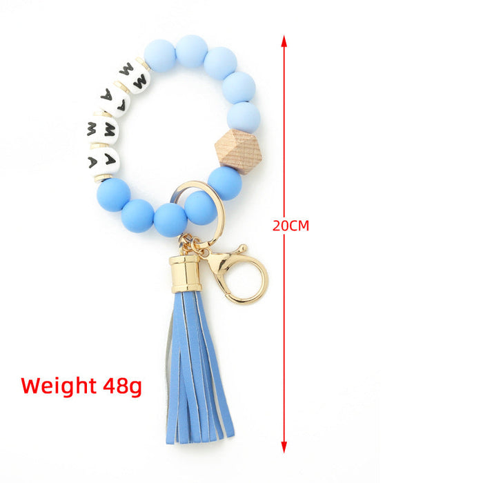 Wholesale Keychains MAMA Silicone Beads Tassels JDC-KC-NuoYi023