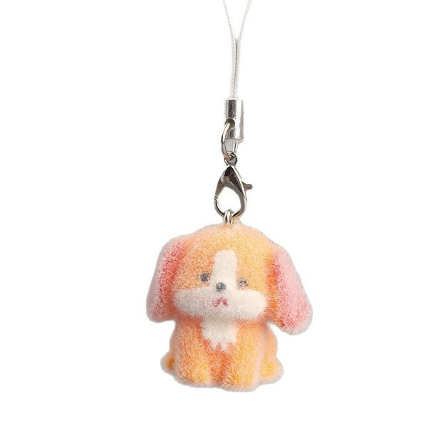 Wholesale 3D Flocked Resin Dog Pendant Mini Doll Phone Charm DIY Keychain