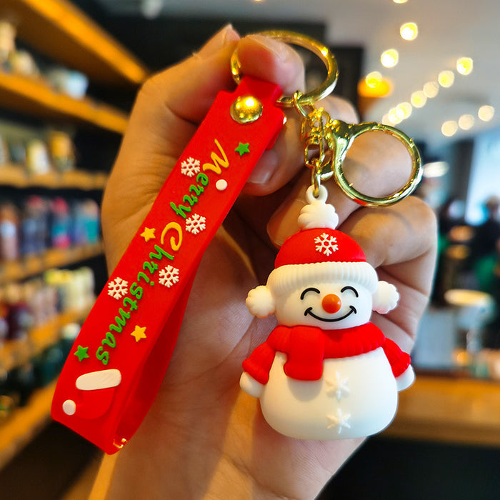 Wholesale Cartoon Santa Claus 3D Doll Rubber Keychain JDC-KC-Tingm034