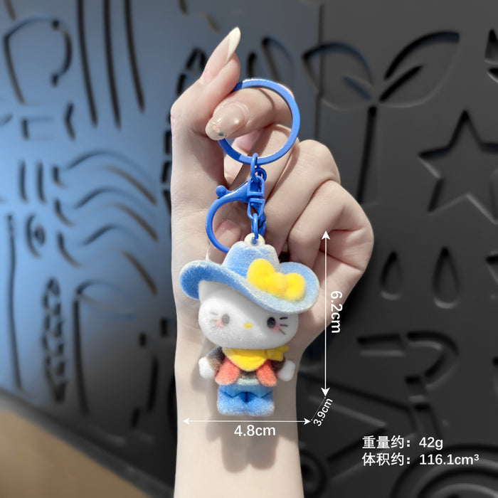 Wholesale Chef Cat Flocked Keychain Bag Charm Car Key Accessory MOQ≥2