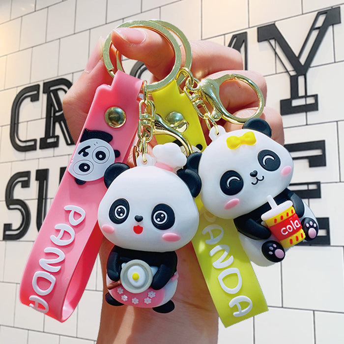 Wholesale Panda Cartoon Doll Silicone Keychain JDC-KC-LiuFan026