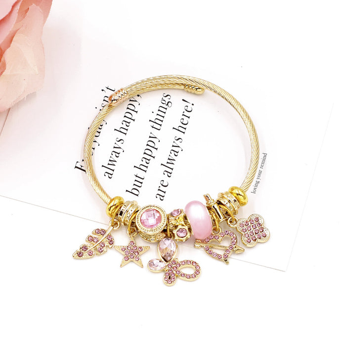 Wholesale Stainless Steel Butterfly Bracelet with Crystal Accents MOQ≥2