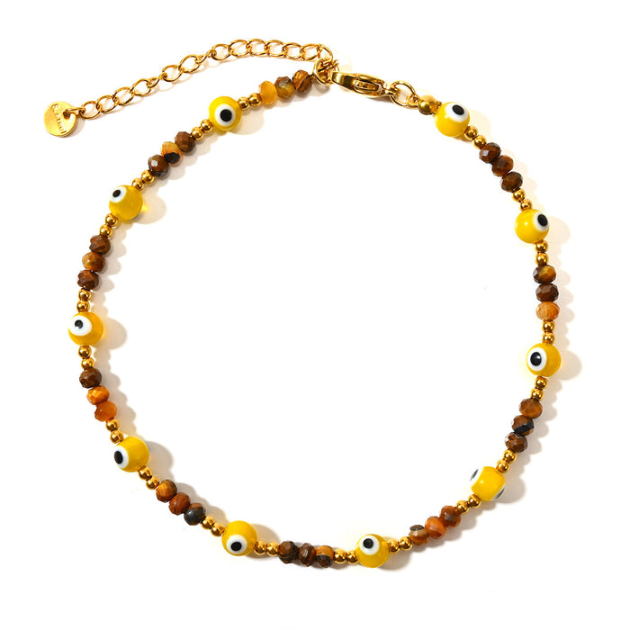 Wholesale Classic Devil's Eye Stainless Steel Bead Foot Chain Round Beads Colorful Evil Eye Foot Accessories Wholesale