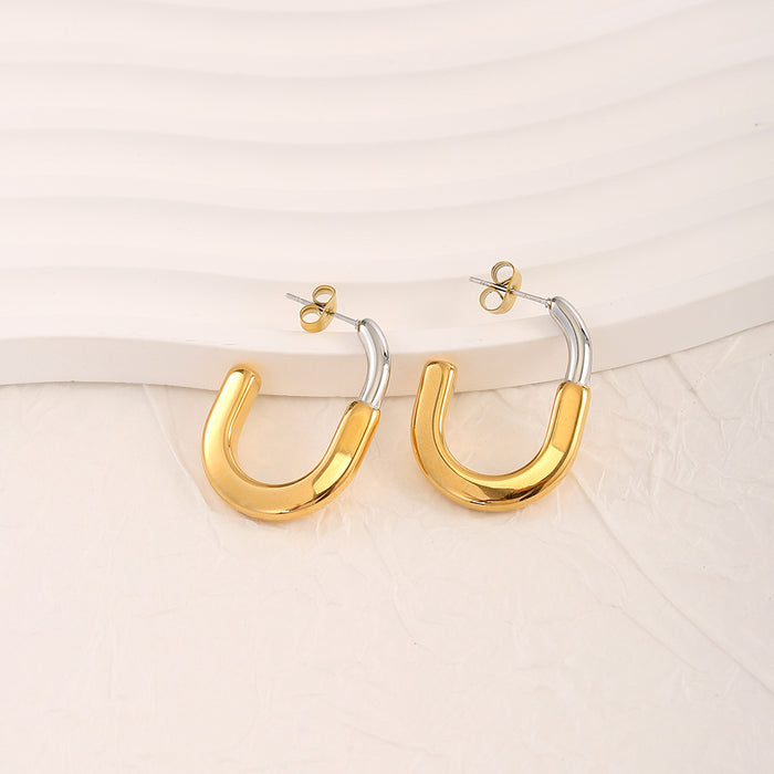 Wholesale Jewelry Gold Stainless Steel Earrings Personalized Two tone Earrings