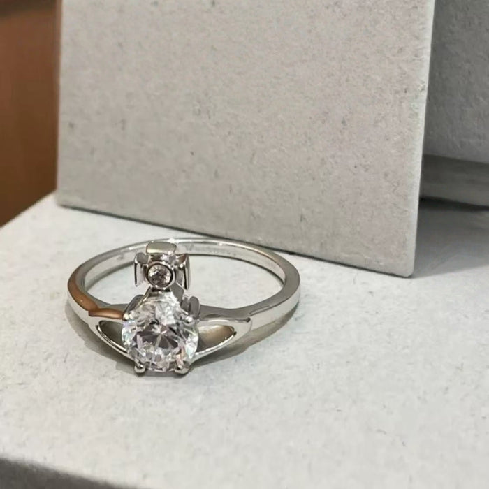 Wholesale Four-Prong Large Diamond Saturn Ring