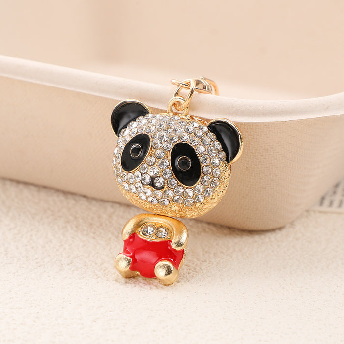 Wholesale Diamond encrusted teddy bear car key pendant, cute and exquisite small gift, women's handbag chain pendant, keychain ring