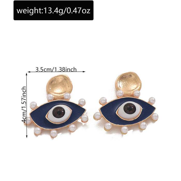 Wholesale Devil's Eye earrings have a niche, high-end, exaggerated personality, pearl earrings, and earrings