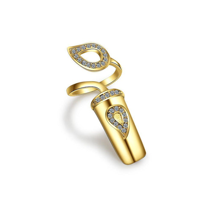 Wholesale Personalized, fashionable, creative, open finger joint ring, nail ring, temperament, diamond studded nail set jewelry wholesale