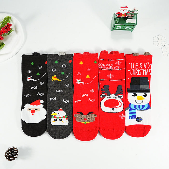 Wholesale 10pcs Cartoon Christmas Polyester Middle Tube Socks JDC-SK-Xinh023