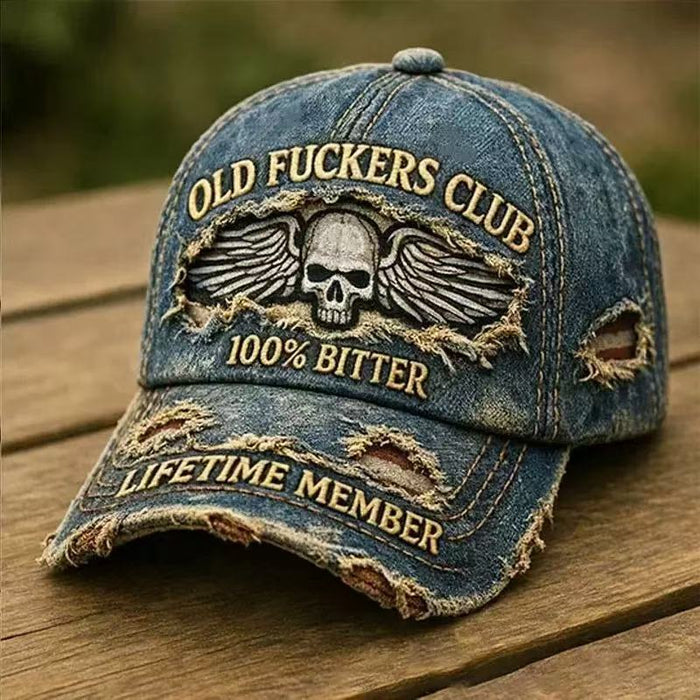 Wholesale Vintage Ripped Embroidery Denim Baseball Cap Dacron Fashion Adjustable Sun Protection Hat