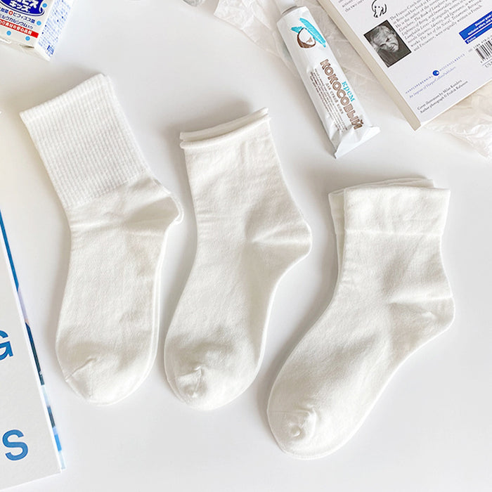 Wholesale Socks, thin, cute college cotton, solid color, mid tube socks