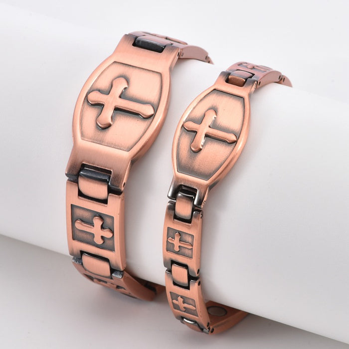 Wholesale Red Copper Cross Magnetic Bracelet Trendy Men' s Fashion Accessory for Everyday Wear or Gift