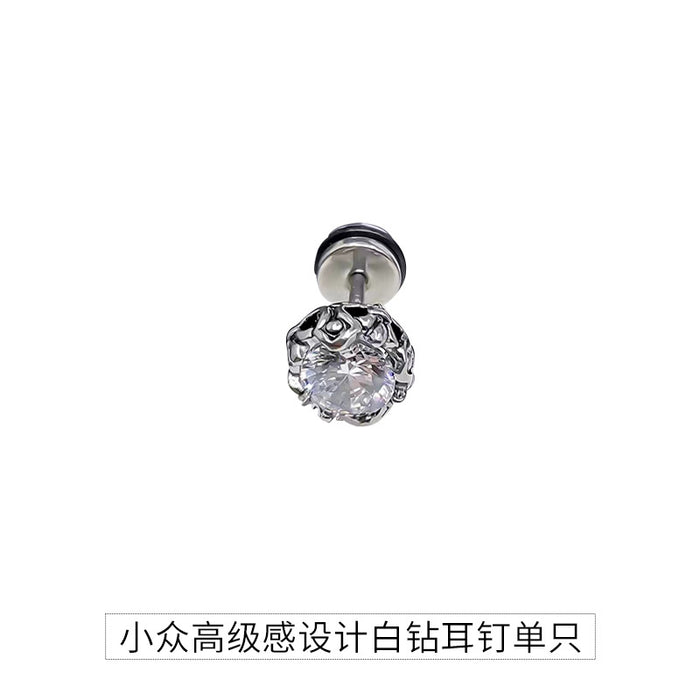 Wholesale studs men's simple design niche black titanium steel boys earrings