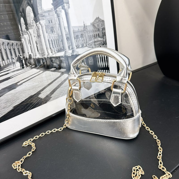 Wholesale Fashionable transparent shell bag crossbody bag PVC chain trendy shoulder bag