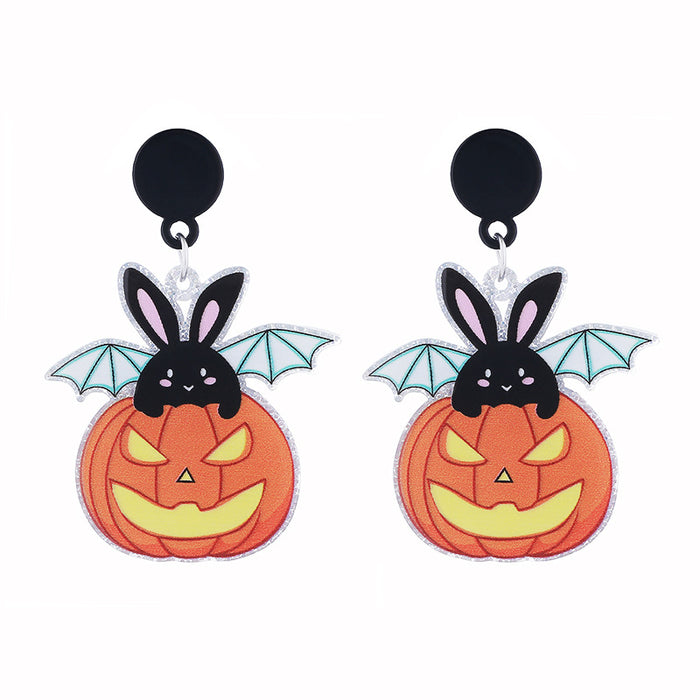 Wholesale Acrylic Pumpkin Head Luminous Earrings  Funny Horror  Earrings