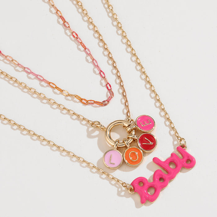 Wholesale Pink Valentine's Day Flower Heart Necklace JDC-NE-KenJie015