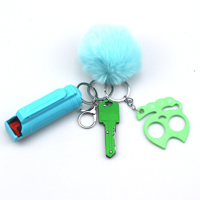 Wholesale Hair Ball Multi-function Plastic Keychain Set 4 Pieces JDC-KC-TouMS042