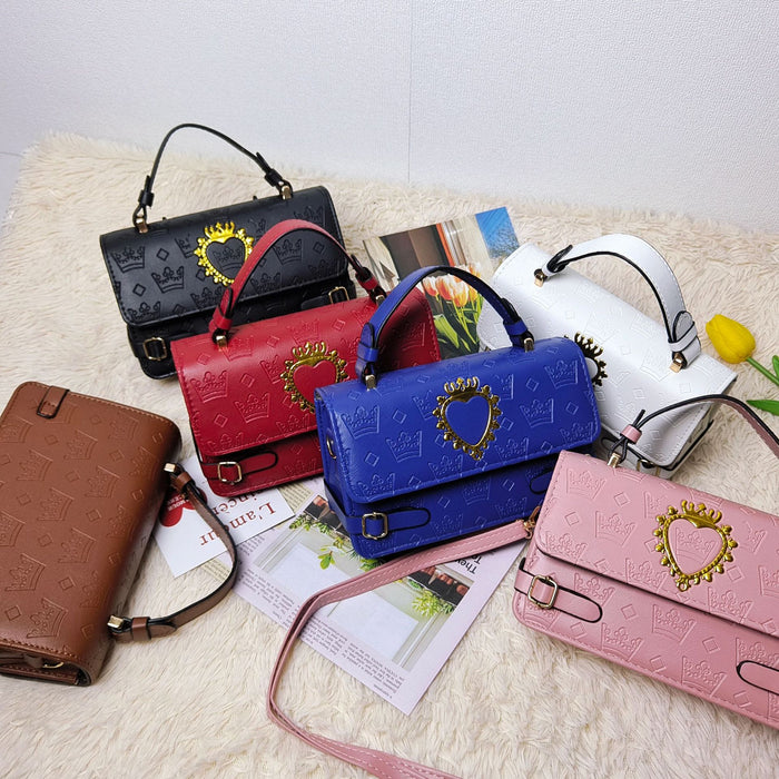 Wholesale Heart-shaped crown print shoulder bag for commuting