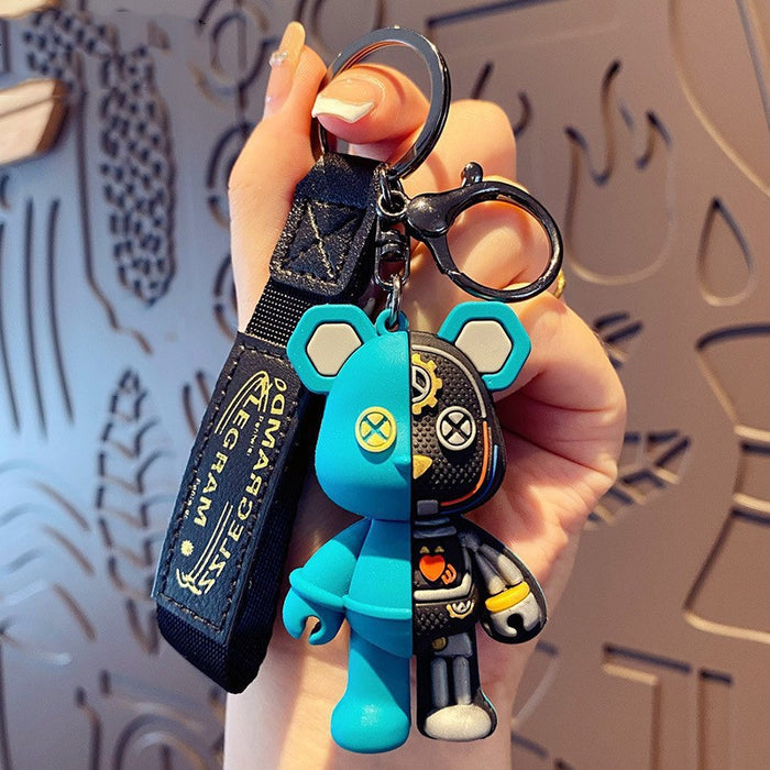 Wholesale Semi dissecting mechanical teddy bear keychain pendant, cartoon car wholesale decoration, cute backpack accessories, gifts