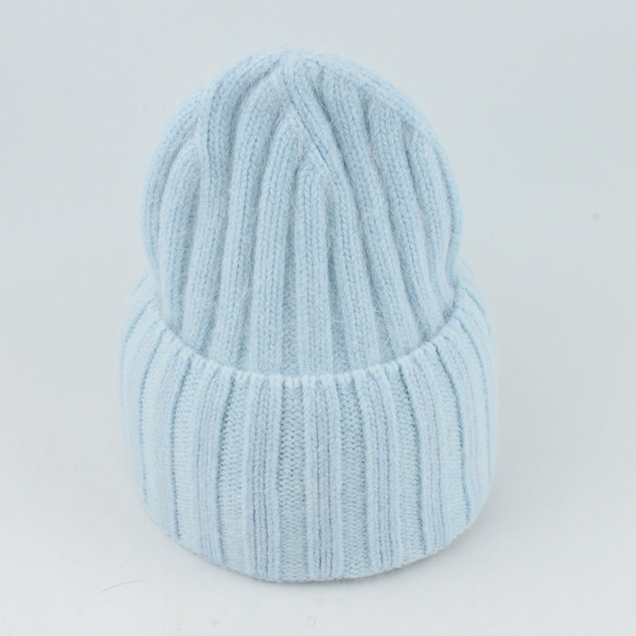 Wholesale Knitted striped rolled edge warm hat without brim