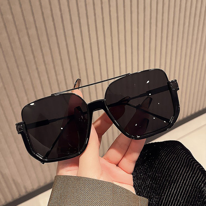 Wholesale Double Beam Half Frame Metal Sunglasses Women's  Anti-UV Sunglasses