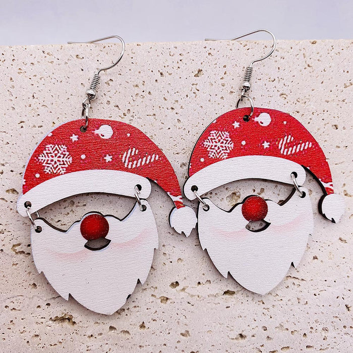 Wholesale Christmas Wooden Earrings Elk  Splicing Earrings Holiday Accessories