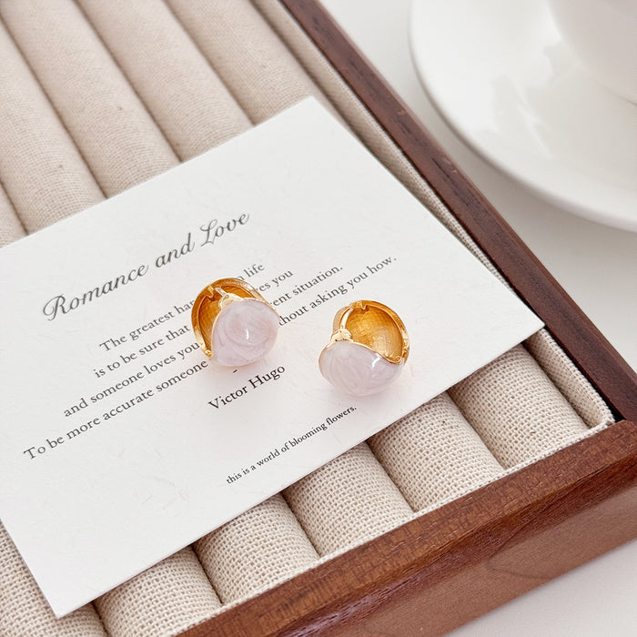 Wholesale Alloy earrings semi-circular drip oil fashionable ear buckle earrings